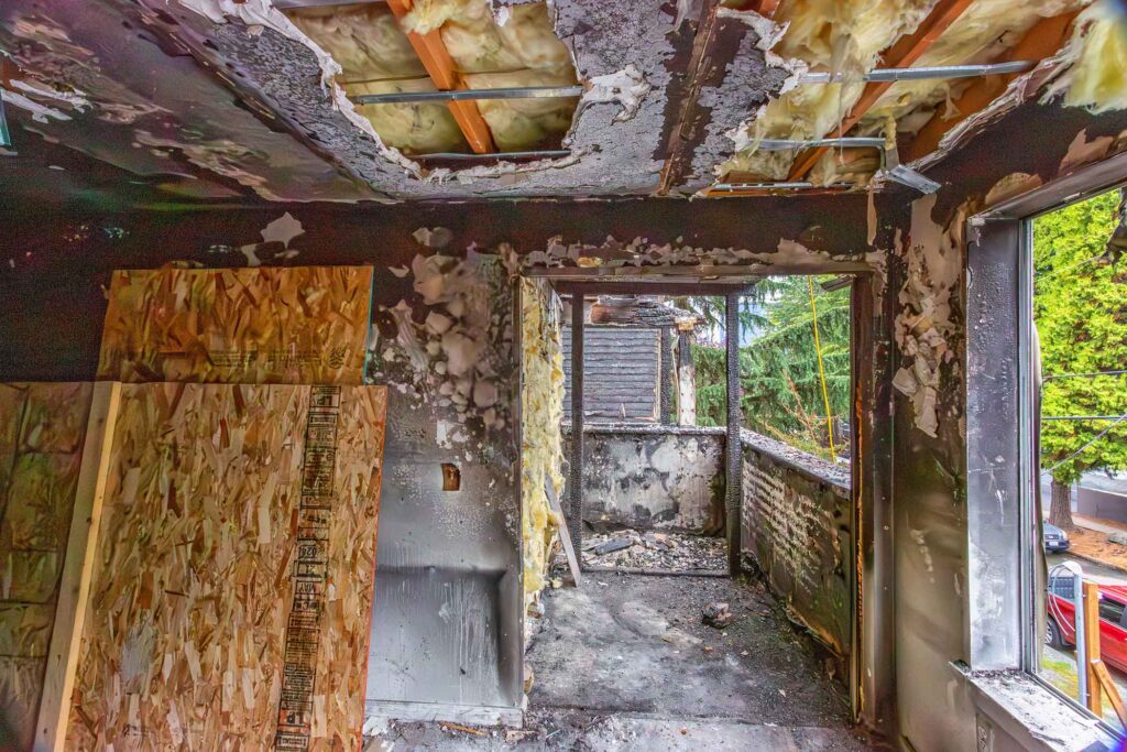 Nesbit fire damage building interior